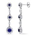 Miadora Sterling Silver Blue and White Sapphire Flower Earrings