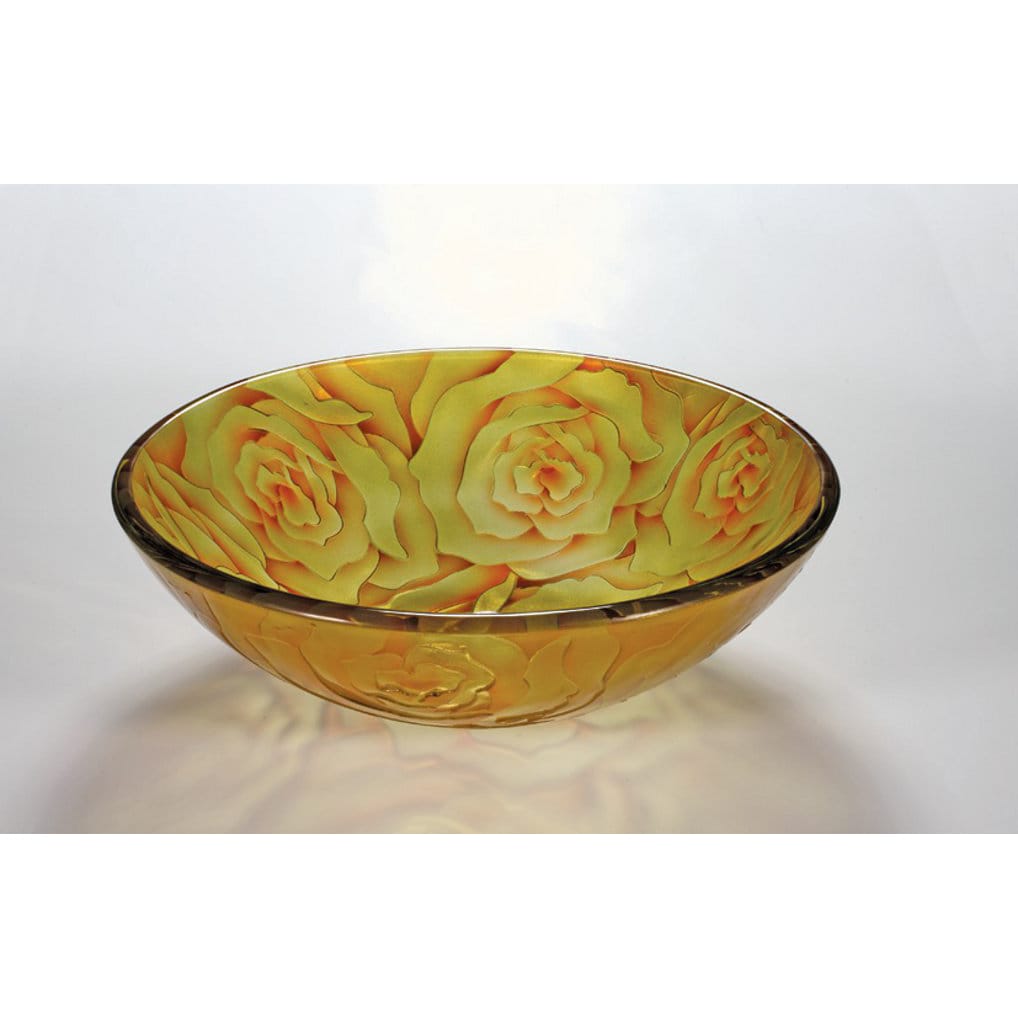 Yellow Rose Glass Bowl Vessel Bathroom Sink - 14535328 - Overstock.com ...