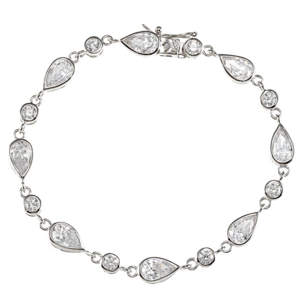 Sunstone Sterling Silver Teardrop Tennis Bracelet Made with SWAROVSKI ZIRCONIA