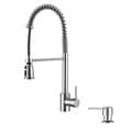 Ruvati RVF1215K1CH Polished Chrome Commercial Style Pullout Spray Kitchen Faucet with Soap Dispenser 
