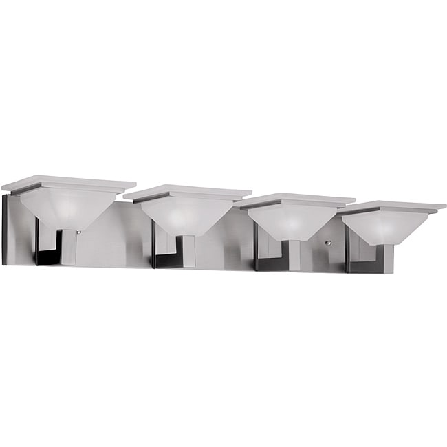 Details about 4 Light Nickel Bathroom Vanity Fixture with Etched Glass 