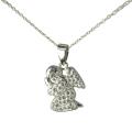 Sterling Silver Crystal Praying Angel Necklace