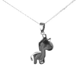 Sterling Silver Brown Crystal Pony Necklace