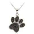 Sterling Silver Black Diamond Accent Paw Print Necklace