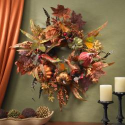 See Reviews Pumpkin and Berry 24-inch Wreath