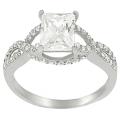 Tressa Sterling Silver Emerald-cut CZ Ring