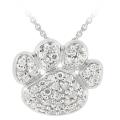 Icz Stonez Sterling Silver Cubic Zirconia Paw Print Necklace