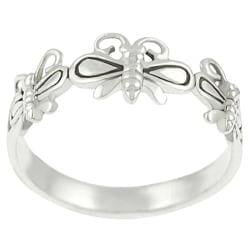 Tressa Sterling Silver Three Butterfly Ring