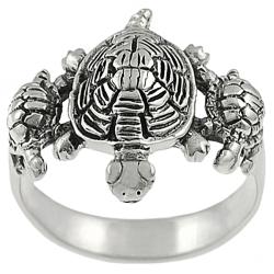 Tressa Sterling Silver Three Turtles Ring
