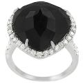 Tressa Sterling Silver Black CZ Heart Ring
