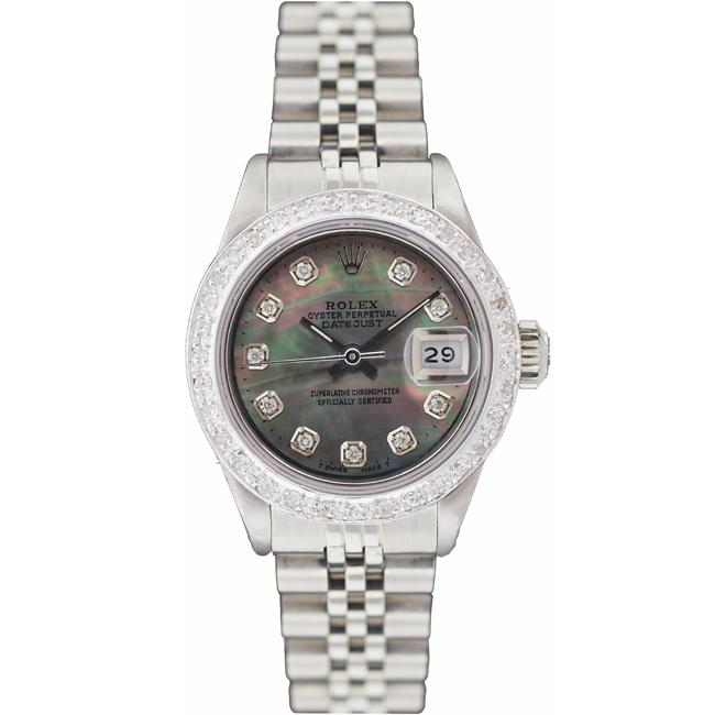 Pre owned Rolex Womens Datejust White Gold Diamond Dial Watch