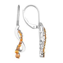 10k White Gold Citrine and 1/4ct TDW Champagne Diamond Journey Earrings