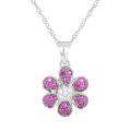10k White Gold Ruby and Diamond Accent Flower Necklace