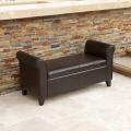 Torino Bonded Leather Brown Armed Storage Ottoman