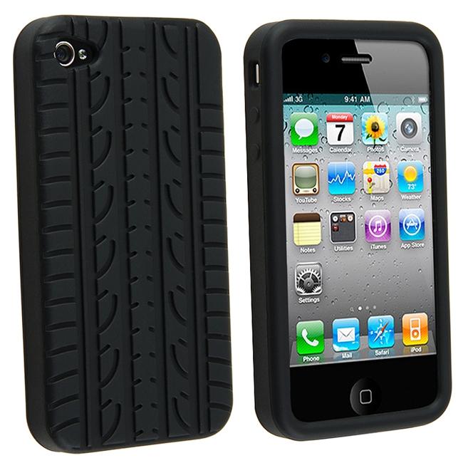 Black Tire Tread Silicone Case for Apple iPhone 4  