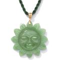 Angelina D'Andrea 14k Yellow Gold Green Jade Sun Pendant