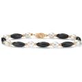 Angelina D'Andrea Onyx/Pearl Tube 7.5-inch Bracelet