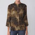 Piano Women's Beaded Detail Sheer Crinkle Blouse