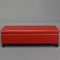 York Red Bonded Leather Storage Ottoman