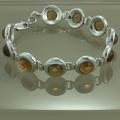 Sterling Silver Honey Dew Amber Link Bracelet (Poland)