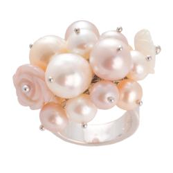 Silver Pearl and Mother of Pearl Bouquet Ring (6-9.5 mm)