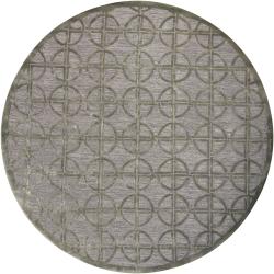 Hand-tufted Katrie Grey Geomertic Rug (7'9 Round)