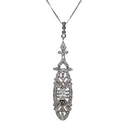 Sterling Silver Cubic Zirconia Vintage Style Necklace