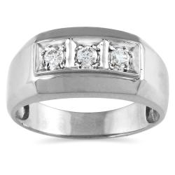 10k White Gold 1/4ct TDW Men's Diamond Ring (I-J, I1-I2)
