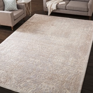 Graphic Illusions Beige Antique Damask Pattern Rug (3'6 x 5'6)