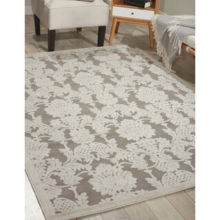 Graphic Illusions Damask Silver Rug (3'6 x 5'6)