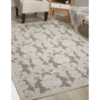 Graphic Illusions Damask Silver Rug (5'3 x 7'5)