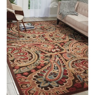 Graphic Illusions Paisley Red Multicolor Rug (7'9 x 10'10)