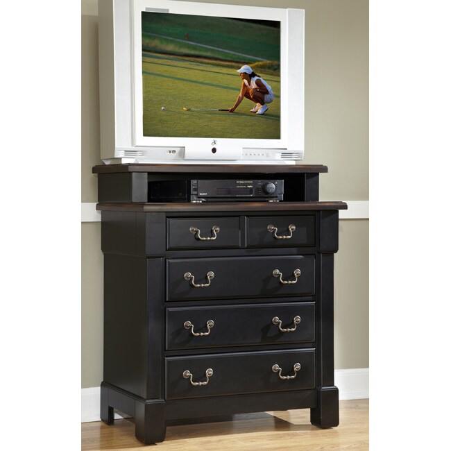 Home Styles The Aspen Collection Rustic Cherry and Black Media Chest
