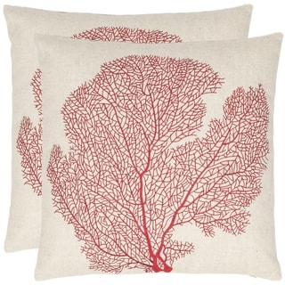 Reef 18-inch Beige/ Red Decorative Pillows (Set of 2)