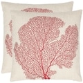 Reef 18-inch Beige/ Red Decorative Pillows (Set of 2)