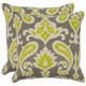 Safavieh Paisley 18-inch Grey/ Lime Decorative Pillows (Set of 2)