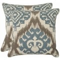 Damask 18-inch Beige/ Blue Decorative Pillows (Set of 2)