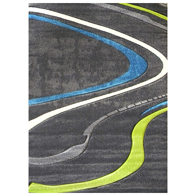Studio 608 Wave Design Charcoal Area Rug (5' x 7')