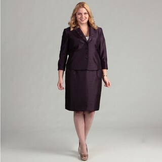 Tahari ASL Women's Plus Plum Skirt Suit