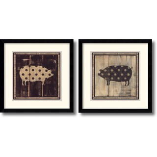 Lisa Hilliker 'Polka Pigs' Framed Art Print Set