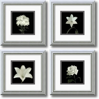 --->  Walter Gritsik 'Flower Series: Silver' Framed Art Print Set 12 x 12-inch (Each)