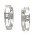 Miadora Sterling Silver Diamond Hoop Earrings