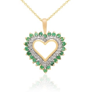 Dolce Giavonna 18k Gold Overlay Gemstone and Diamond Accent Heart Necklace with Gift Box