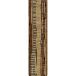 Low Price Hand-knotted Fraser Green Geometric Wool Rug (2'6 x 10')