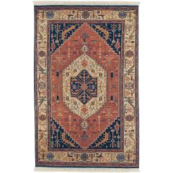 Buy Online Hand-knotted Carver Navy Blue New Zealand Wool Rug (9' x 13')