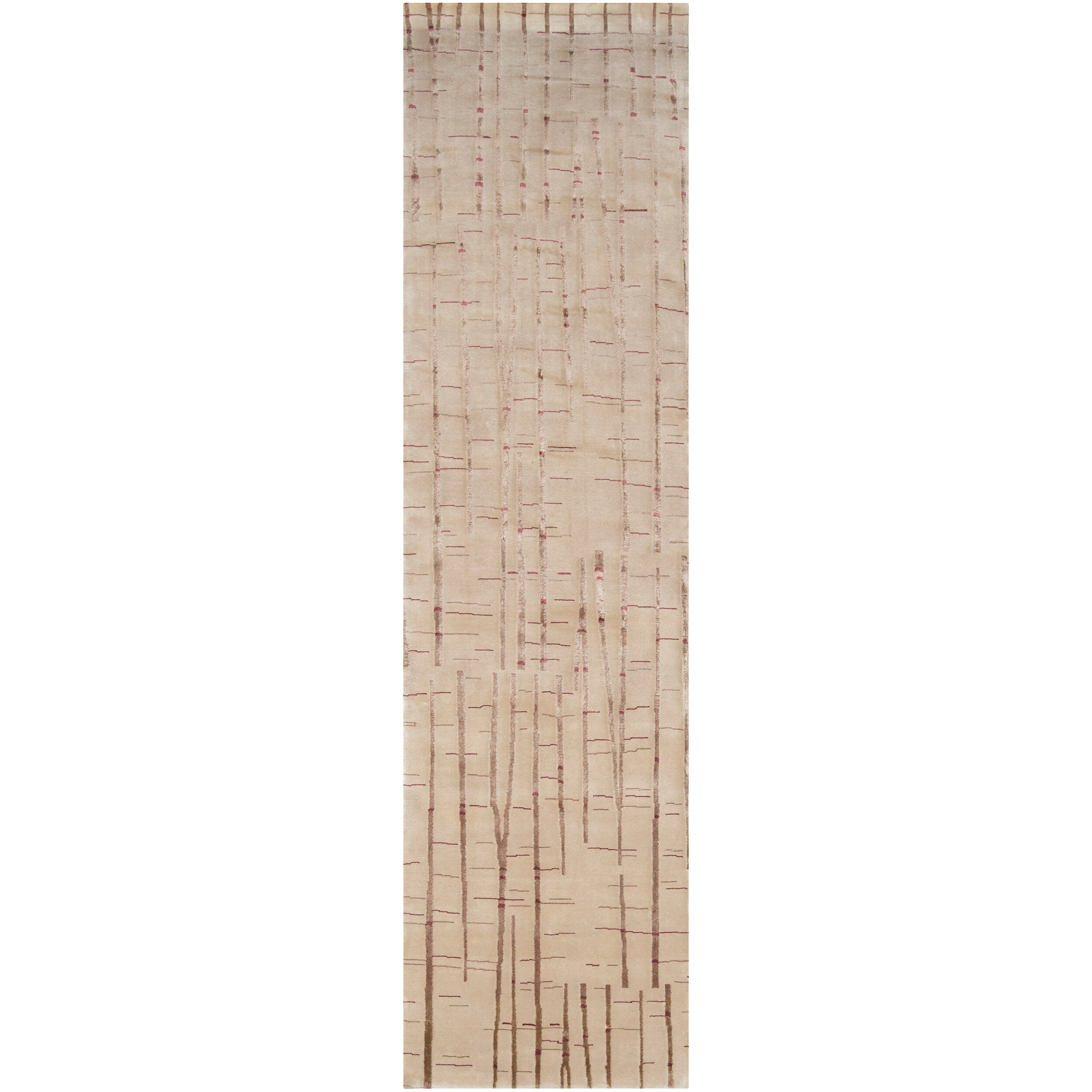 Low Price Julie Cohn Hand-knotted Blueridge Tan Abstract Design Wool Rug (2 '6 x 10')