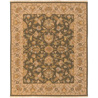 Hand-knotted Fryemesa Olive New Zealand Wool Rug (4' x 10')