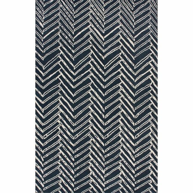 nuLOOM Handmade Chevron Denim Wool Rug (7'6 x 9'6)-Image