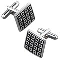 BasAcc Black/ Silver Grid Square Cufflink