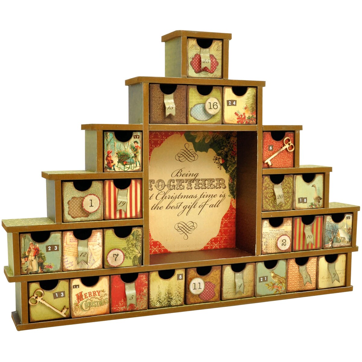 Beyond The Page MDF Shadow Box With Drawers Advent Calendar 14 5 X12 X2 
